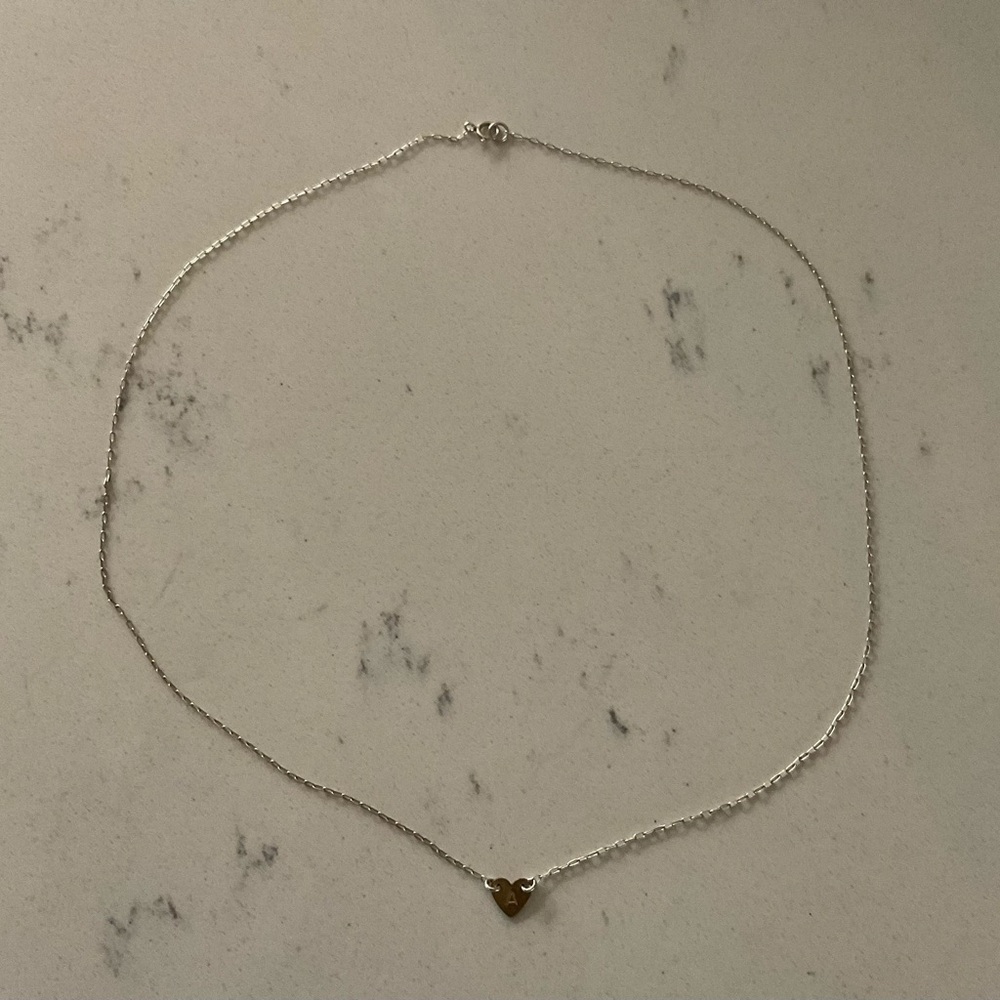 Anthropologie Silver Tone Necklace with Gold Filled Heart Monogram A Pendant